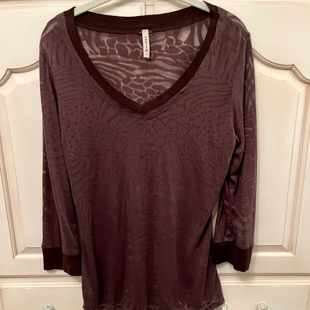 Cubism Animal Print Sheer Blouse